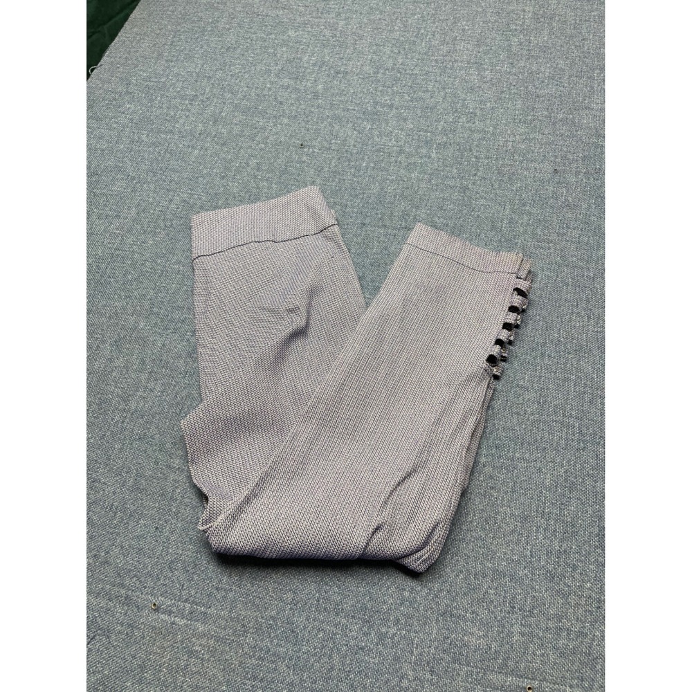Attyre New York Blue Textured Cropped Pants Rhinestone Ladder Hem Size 10 Capris